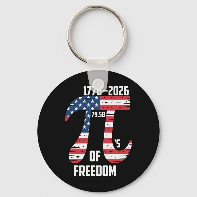 Pi Day American Flag Patriotic Math Nerd Geek 3.14 Keychain (Front)
