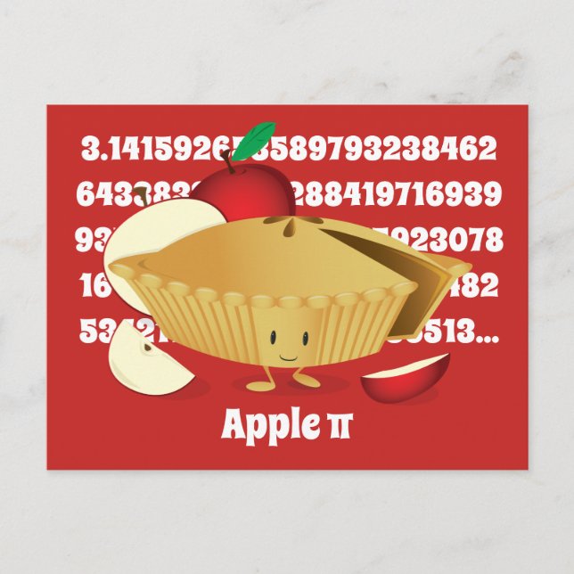 Pi Day Apple Pie Cartoon Character Numbers Postcard (Front)