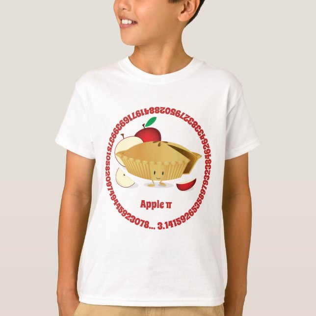 Pi Day Apple Pie Cartoon Character Numbers T-Shirt (Front)