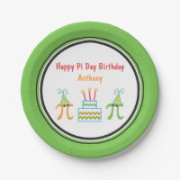 Pi Day Birthday Add Name Paper Plate
