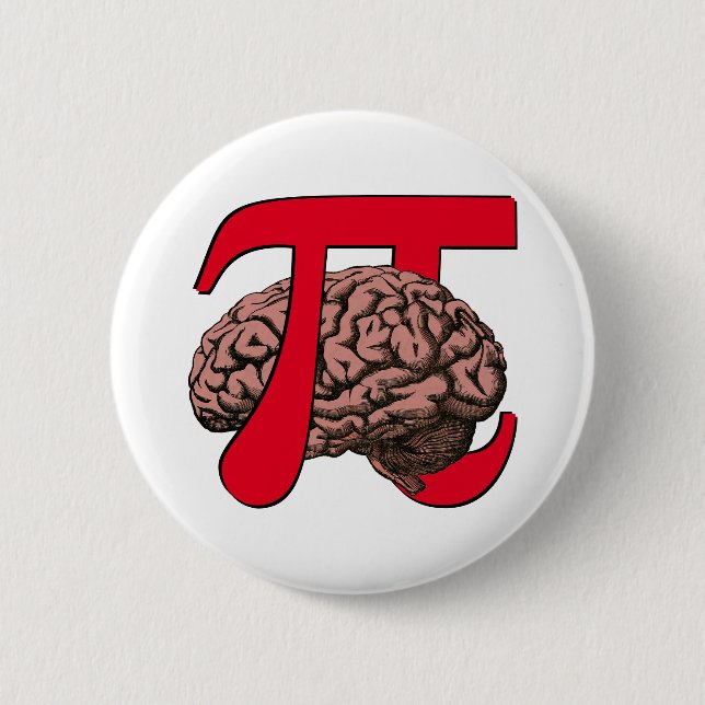 Pi Day Brain 2 Inch Round Button (Front)