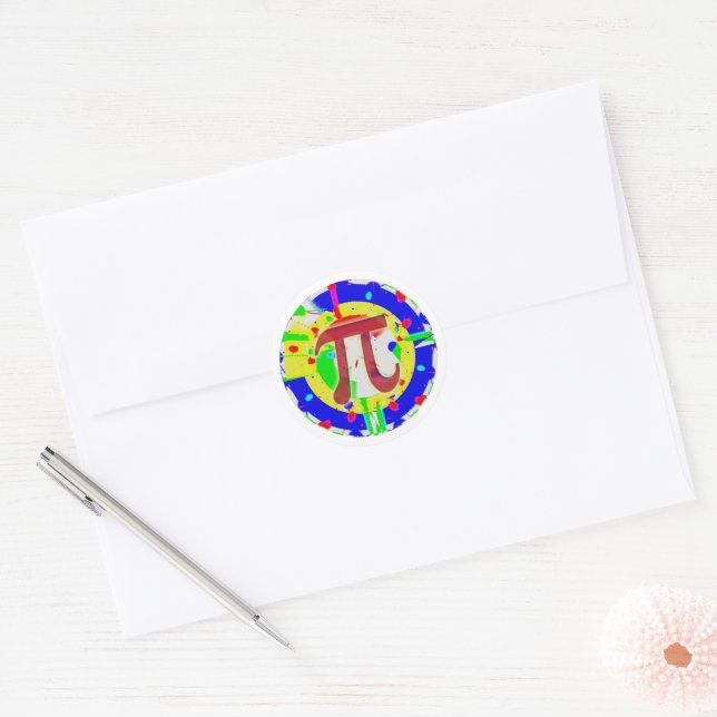 Pi Day Colours  Classic Round Sticker (Envelope)