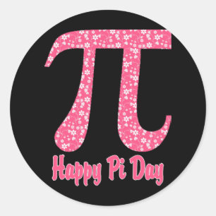 Pi Day Coral Floral Classic Round Sticker