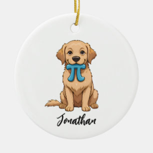 Pi Day Dog With Pi Symbol Happy Pi Day Ceramic Ornament