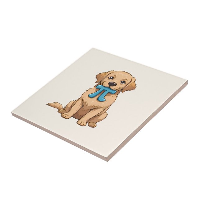 Pi Day Dog With Pi Symbol | Happy Pi Day Tile (Side)