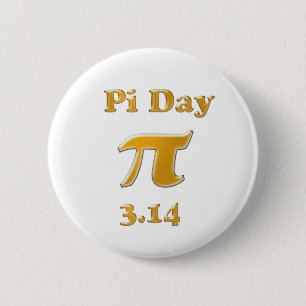 Pi Day Gold on White 2 Inch Round Button