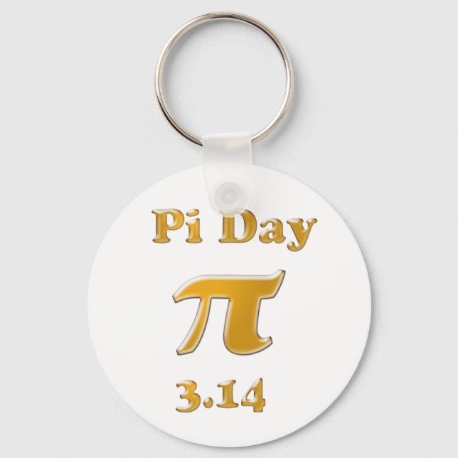 Pi Day Gold on White Keychain (Front)