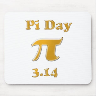 Pi Day Gold on White Mouse Pad