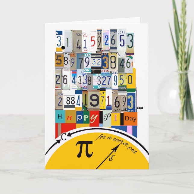 Pi Day Greetings for Secret Pal, Crunching Numbers Card (Front)