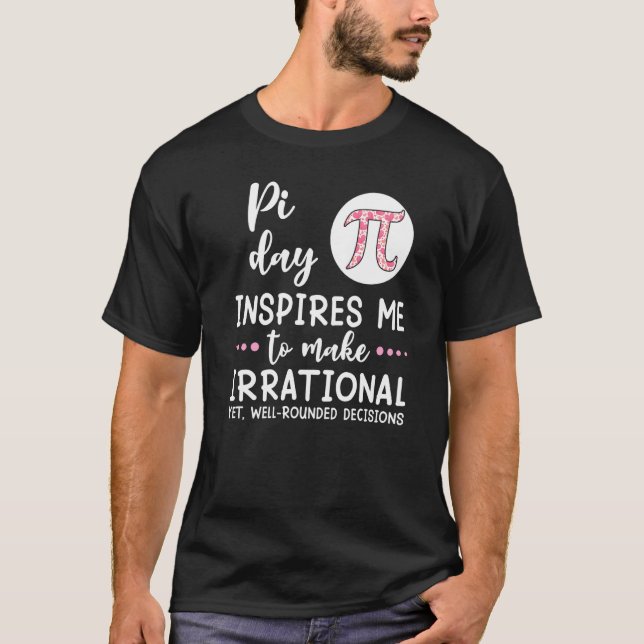 Pi Day Inspires Me Math   Pi Symbol Hearts Print T-Shirt (Front)