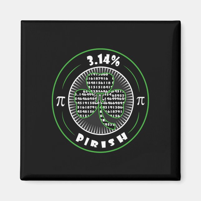 Pi Day Irish Shamrock Clover Pirish Math Lover Gee Magnet (Front)