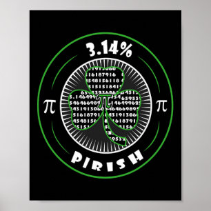 Pi Day Irish Shamrock Clover Pirish Math Lover Gee Poster