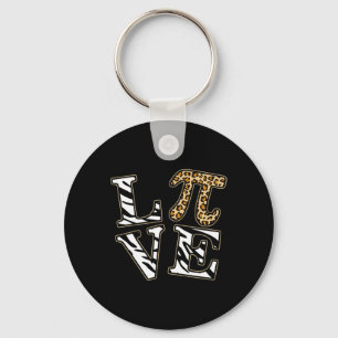 Pi Day Love Pi Zebra Leopard Print Pi 3.141 Teache Keychain