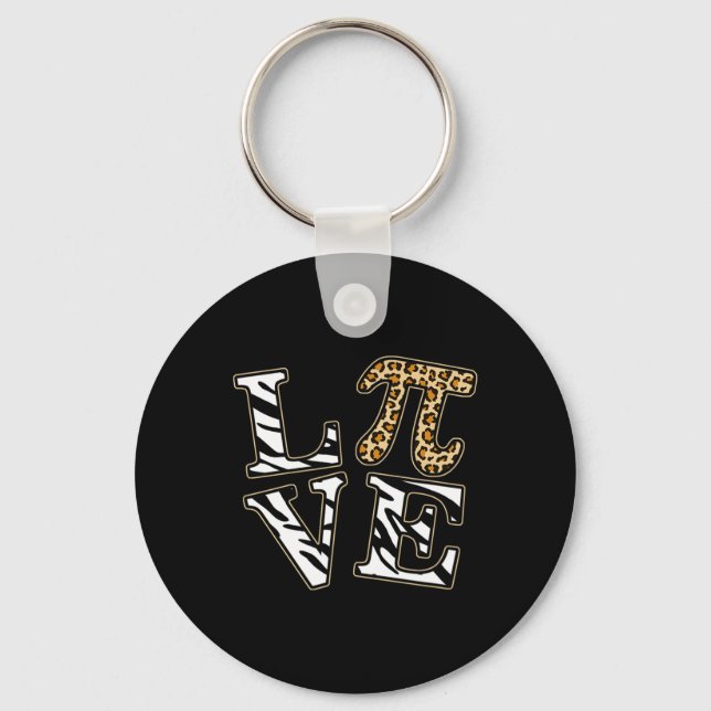 Pi Day Love Pi Zebra Leopard Print Pi 3.141 Teache Keychain (Front)