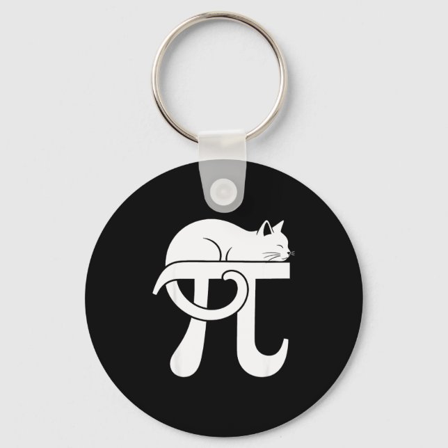Pi Day Math Cat Nerd Comedy Teacher Student Pi Day Keychain (Front)