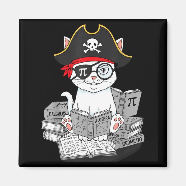 Pi Day Math Cat Nerd Math Pirate Teacher Student A Magnet (Front)