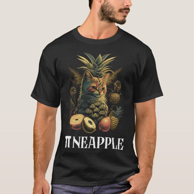 Pi Day Math Science Cat Pineapple T-Shirt (Front)