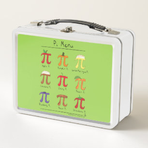 Pi Day Menu Cute Funny Math Metal Lunch Box