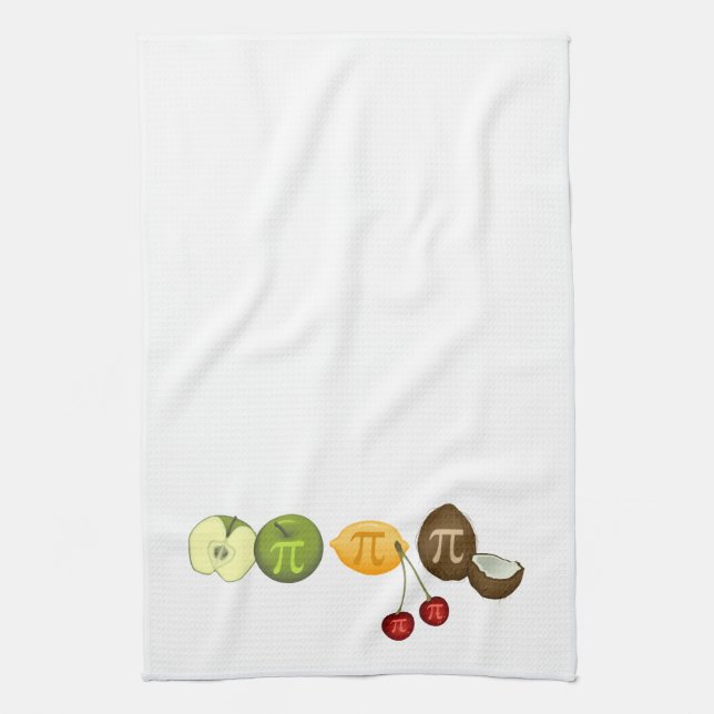 Pi Day, Pi on Various Fruit Kitchen Towel (Vertical)
