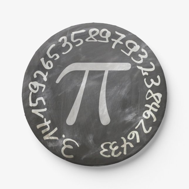 Pi Day PiDay Chalkboard Education Paper Plate (Front)