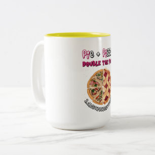 PI DAY Pie and Pizza Fusion Funny Meme!  Two-Tone Coffee Mug