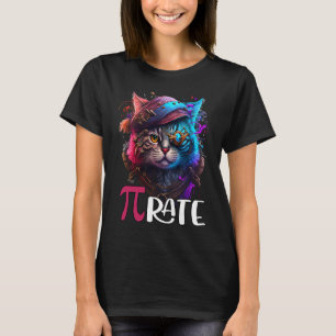 Pi Day Pirate Cat 3 14  Math Science Teacher Cat P T-Shirt