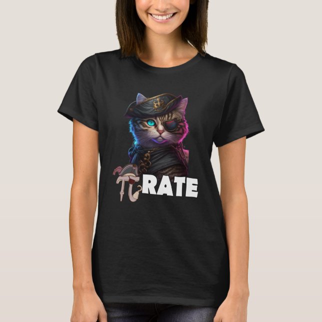 Pi Day Pirate Cat Math Science Teacher Pi rate 3 1 T-Shirt (Front)