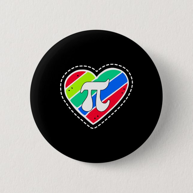 Pi Day Rainbow Hearts Math Teacher Gift  2 Inch Round Button (Front)