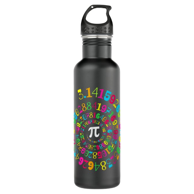 Pi Day Spiral Colour Numbers 3 14 Happy Pi Day  710 Ml Water Bottle (Front)