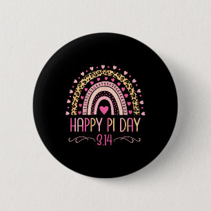 Pi Day Spiral Pi Math Teacher 3.14 Leopard Rainbow 2 Inch Round Button