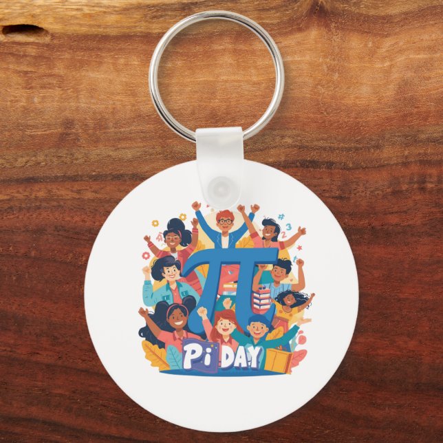 Pi Day Squad Celebration Design Keychain (Front)