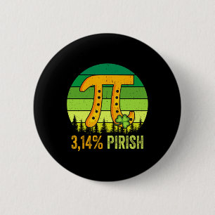 Pi Day St. Patrick's 3.14 Irish Retro Pirish Math 2 Inch Round Button
