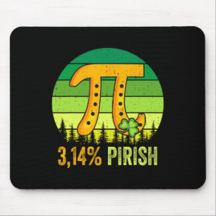 Pi Day St. Patrick's 3.14 Irish Retro Pirish Math  Mouse Pad