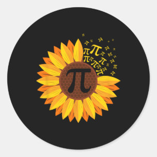 Pi Day Sunflower Pi Number Symbol Math Themed Scie Classic Round Sticker