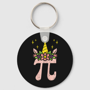 Pi Day Symbol Unicorn Head Cute 314 Math Pun Geek Keychain