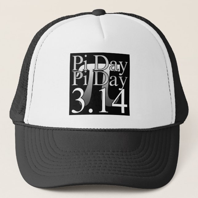 Pi Day Typography Black Trucker Hat (Front)