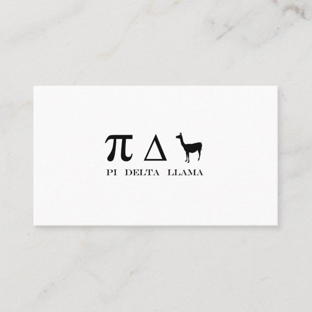 Pi Delta Llama Mathematics Symbols Business Card (Front)