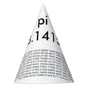 pi Digits Math Love pi= 3.14159 pi Day black white Party Hat