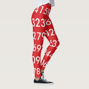 pi Digits Math Love pi= 3.14159 pi Day red white Leggings