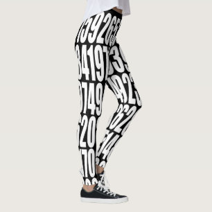 pi Digits Math pi= 3.14159 Black and White Pi Day Leggings