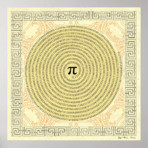 Pi in a Spiral ~ Math as Art Poster