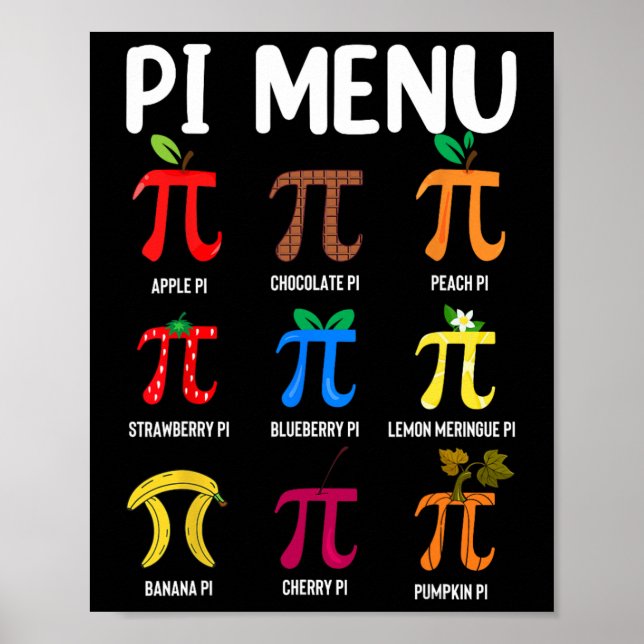 Pi Menu 3.14 Pi Symbol - Math Teacher Happy Pi Day Poster (Front)