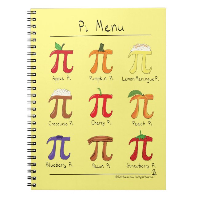 Pi Menu Cute Math Pi Day Notebook (Front)