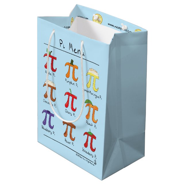 Pi Menu Cute Math Pi Day Party Gift Bag (Back Angled)
