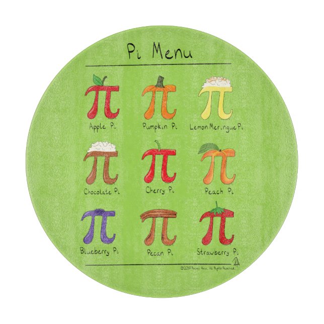 Pi Menu Cute Math Pi Day Pie Cutting Board (Front)
