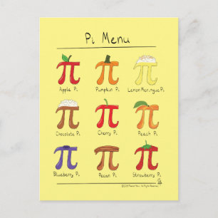 Pi Menu Cute Math Pi Day Postcard