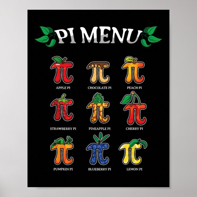 Pi Menu Pi Day 2025 3.14 Math Teacher Pie Menu Mat Poster (Front)