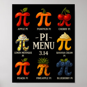 Pi Menu Pi Day 3.14 Funny Fruit Pie Menu Teachers Poster
