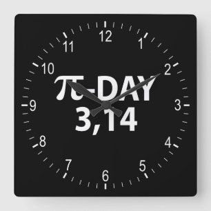 Pi number as pi day square wall clock