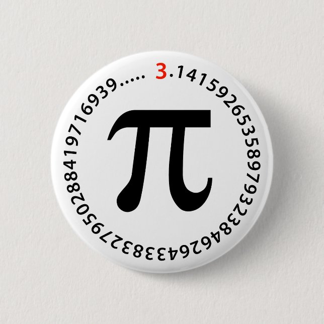Pi Number Design 2 Inch Round Button (Front)